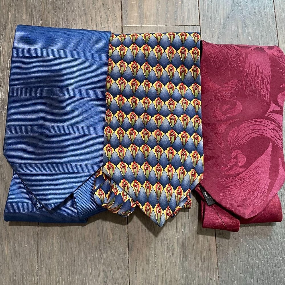 Bundle of 3 Ties Primary Colors Silk Business EUC